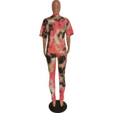 Women's Fashionable casual printed loose T-shirt and trousers two-piece set