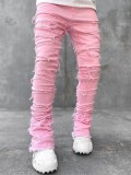 Men's Street Stretch Patch Denim Straight Pants