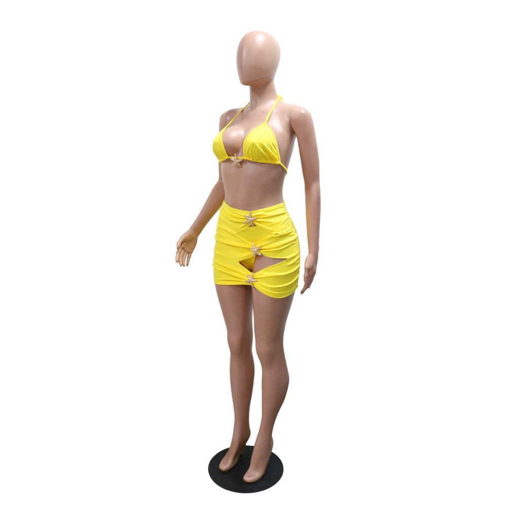 Three-Piece Bikini & Skirt Swimsuit Set for Beach Holidays