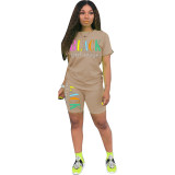 Summer fashionable solid color two-piece fashion casual shorts set