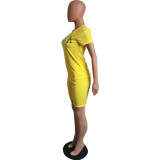 Summer fashionable solid color two-piece fashion casual shorts set