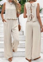 Summer women's fashion sleeveless vest and casual pants set