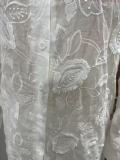 Women's Fashion Sexy White Lace Embroidery See-Through Shirt High Waist Shorts Two Piece Set