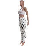 Women's Spring polka dot Ruched fashion casual trousers