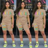 Summer fashionable solid color two-piece fashion casual shorts set