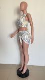 Summer sexy print three-piece swimsuit