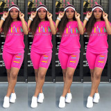 Summer fashionable solid color two-piece fashion casual shorts set