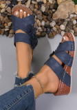 Spring Summer Plus Size women's wedge heel open toe outdoor wear slippers