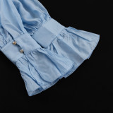 Women's fashion casual long-sleeved solid color shirt chic career top