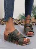 Spring Summer Plus Size women's wedge heel open toe outdoor wear slippers