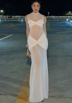 Spring see-through mesh sexy solid women's jumpsuit