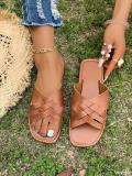 Women's Plus Size casual one strap flat slippers