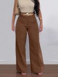 Women's casual fashion high waist wide leg slim fit loose trousers