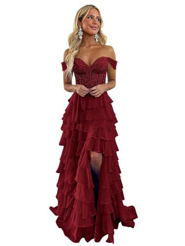 Women suspender Strapless Spring Summer slit party Cascading Ruffles evening dress(Processing time need 3-6 days)