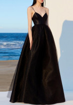 Women black suspender Formal Party evening dress（Processing time need 3-6 days）