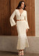 Women Solid Sexy Crop Knitting Top and Skirt Casual Holidays Two-piece Set