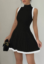 Women Contrast Elegant Summer Knitting Sleeveless Dress Women Contrast Elegant Summer Knitting Sleeveless Dress