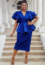 Plus Size Women Elegant Ruffle Dress