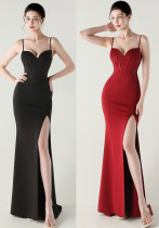 Women Fishbone Lace Sequin Formal Dinner Wedding Fishtail Evening Dress