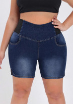 Plus Size Women Elastic Waist Denim Shorts Plus Size Women Elastic Waist Denim Shorts