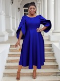 Plus Size Women Party Ruffle Sleeve Dress