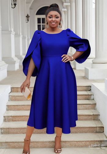 Plus Size Women Party Ruffle Sleeve Dress