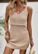 Women V-Neck Hollow Sexy Beach Cover-up Strap Dress Women V-Neck Hollow Sexy Beach Cover-up Strap Dress