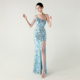 Women One Shoulder Beaded Sequin Embroidery Formal Party Prom Wedding Evening Dress