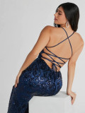 Women Sexy Lace-Up Sequined Evening Dress（Processing time need 3-6 days）