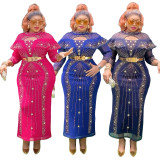 Plus Size Women African Beaded Bodycon dress