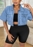 Women Denim Summer Thin Crop Shirt