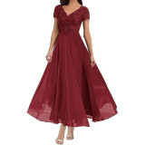 Plus Size Women V-neck Chiffon Formal Party evening dress（Processing time need 3-6 days）