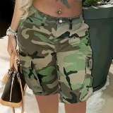 Women's Summer Loose Casual Camouflage Pockets Sports Shorts