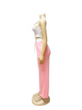 Women Sports Tank Top and Drawstring Wide-leg Pants Two-piece Set