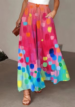 Women's Fashionable Elastic Slim Waist Wide Leg Contrast Color Pants Women's Fashionable Elastic Slim Waist Wide Leg Contrast Color Pants