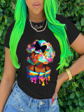 Women's Fashionable Print Round Neck Short Sleeve T-Shirts