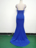 Women Fishbone Lace Sequin Wedding Fishtail Evening Dress