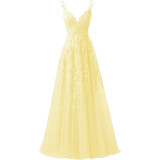 Women suspender tulle lace applique party ball evening dress（Processing time need 3-6 days）
