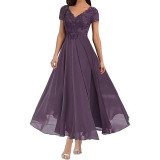 Plus Size Women V-neck Chiffon Formal Party evening dress（Processing time need 3-6 days）