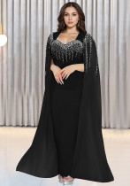 Women's Elegant Chic Beaded Fashionable Evening Dress