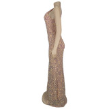 Women's Chic Sexy Sequined Split Fashionable Dress