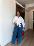 Women's High Waist Loose Wide Leg Denim Pants