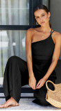 Women's Spring/Summer Solid Color Loose Wide Leg Linen Jumpsuit