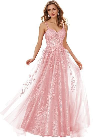 Women ball dress lace applique evening dress(Processing time need 3-6 days)