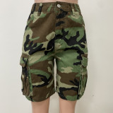Women's Summer Loose Casual Camouflage Pockets Sports Shorts