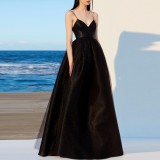 Women black suspender Formal Party evening dress（Processing time need 3-6 days）