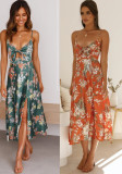 Women's Spring/Summer Floral Print Strap Dress