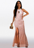 Women's Chic Sexy Sequined Split Fashionable Dress