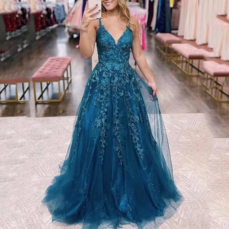 Women ball lace applique dress(Processing time need 3-6 days)