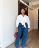 Women's High Waist Loose Wide Leg Denim Pants